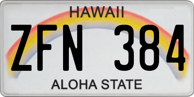 HI license plate ZFN384