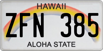 HI license plate ZFN385