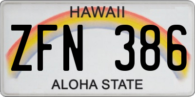 HI license plate ZFN386