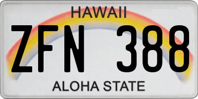 HI license plate ZFN388