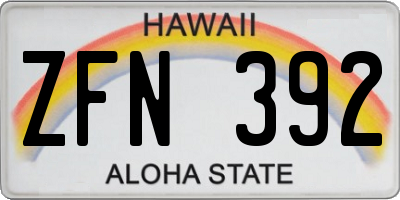 HI license plate ZFN392