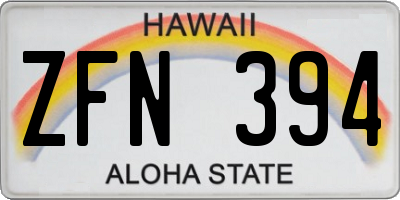 HI license plate ZFN394