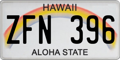 HI license plate ZFN396