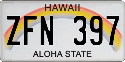 HI license plate ZFN397