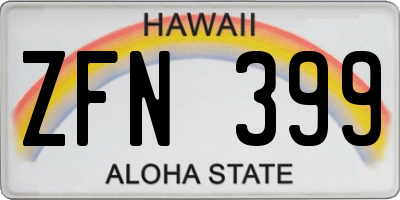HI license plate ZFN399