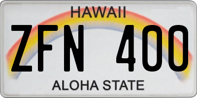 HI license plate ZFN400