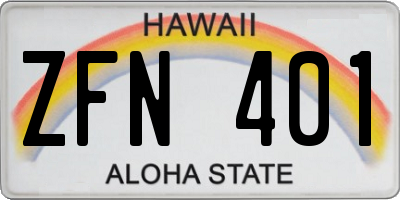 HI license plate ZFN401
