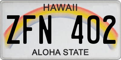 HI license plate ZFN402