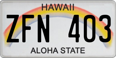 HI license plate ZFN403