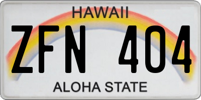 HI license plate ZFN404