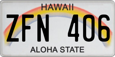 HI license plate ZFN406