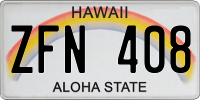 HI license plate ZFN408