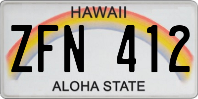 HI license plate ZFN412