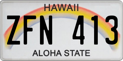 HI license plate ZFN413