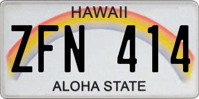 HI license plate ZFN414