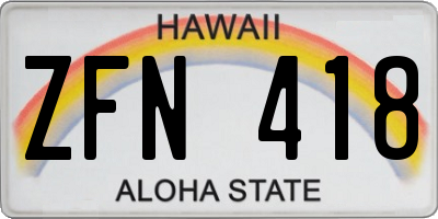 HI license plate ZFN418