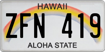 HI license plate ZFN419