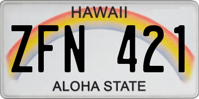 HI license plate ZFN421
