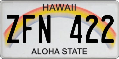 HI license plate ZFN422