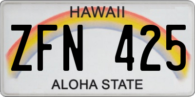 HI license plate ZFN425