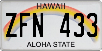 HI license plate ZFN433