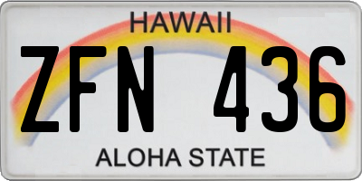 HI license plate ZFN436