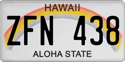 HI license plate ZFN438