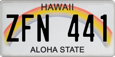 HI license plate ZFN441