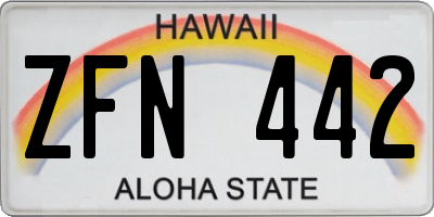 HI license plate ZFN442