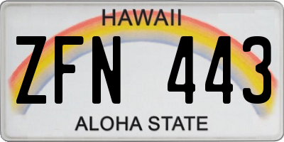 HI license plate ZFN443