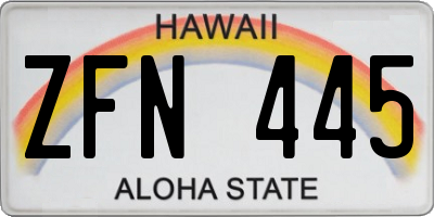 HI license plate ZFN445