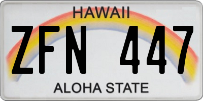 HI license plate ZFN447