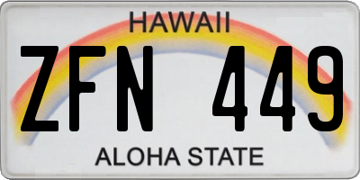 HI license plate ZFN449