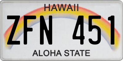 HI license plate ZFN451