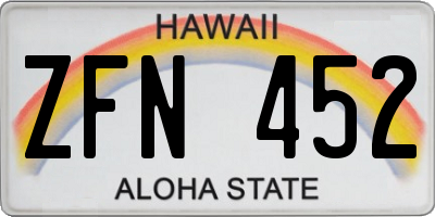 HI license plate ZFN452
