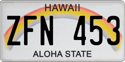 HI license plate ZFN453