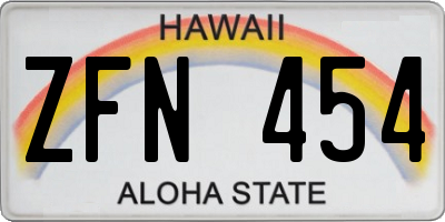 HI license plate ZFN454