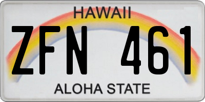 HI license plate ZFN461