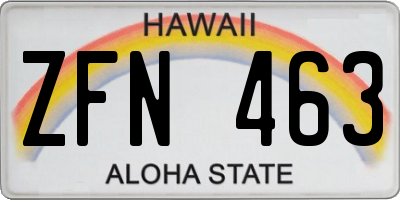 HI license plate ZFN463