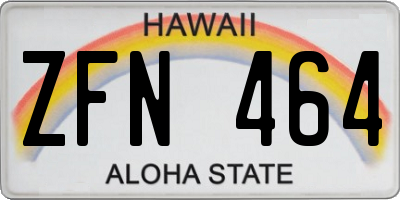 HI license plate ZFN464