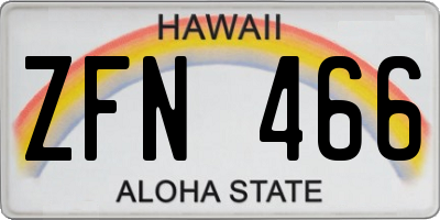 HI license plate ZFN466