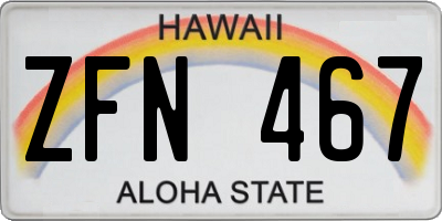 HI license plate ZFN467