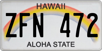 HI license plate ZFN472