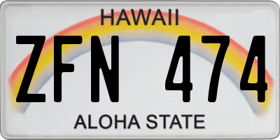 HI license plate ZFN474
