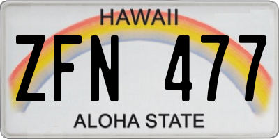 HI license plate ZFN477