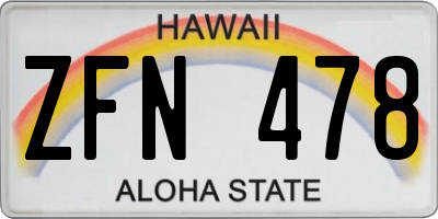 HI license plate ZFN478