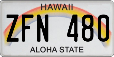 HI license plate ZFN480