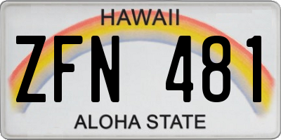 HI license plate ZFN481