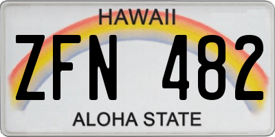 HI license plate ZFN482