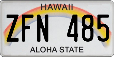 HI license plate ZFN485
